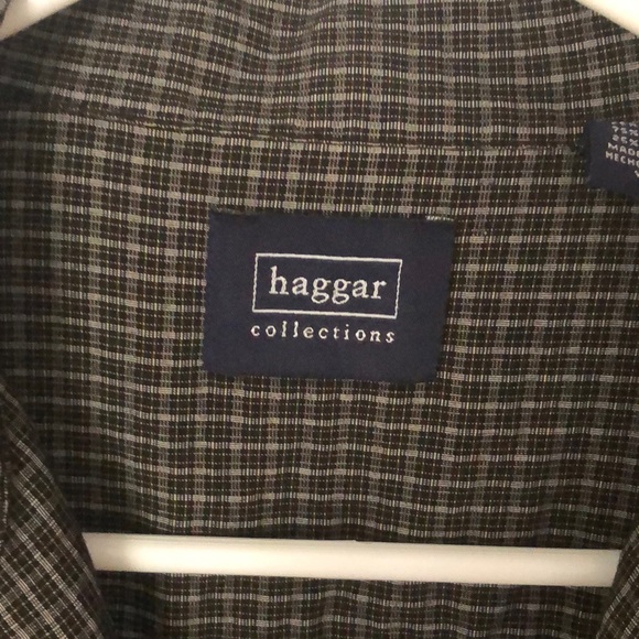 Haggar Collection button down black men’s 2XL short sleeve shirt rayon polyester - Picture 3 of 5